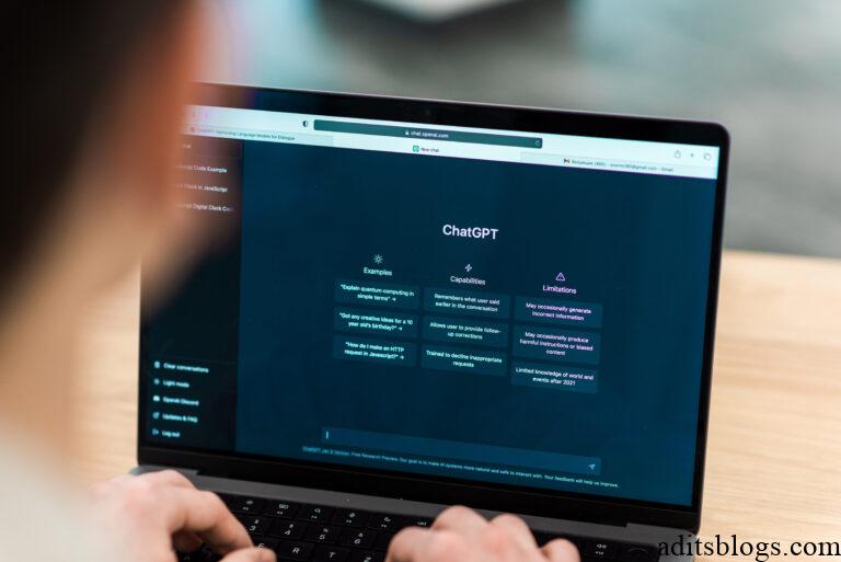 Aditsblogs - Opened AI chat on laptop