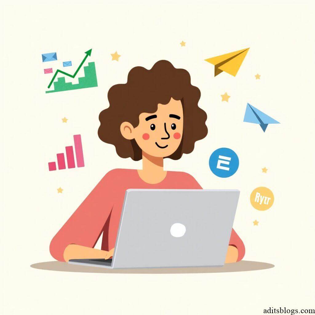 How to Make Money Blogging in 2025: Complete Guide with Proven Strategies 4 Flux Dev A young energetic blogger with short curly brown hair 0