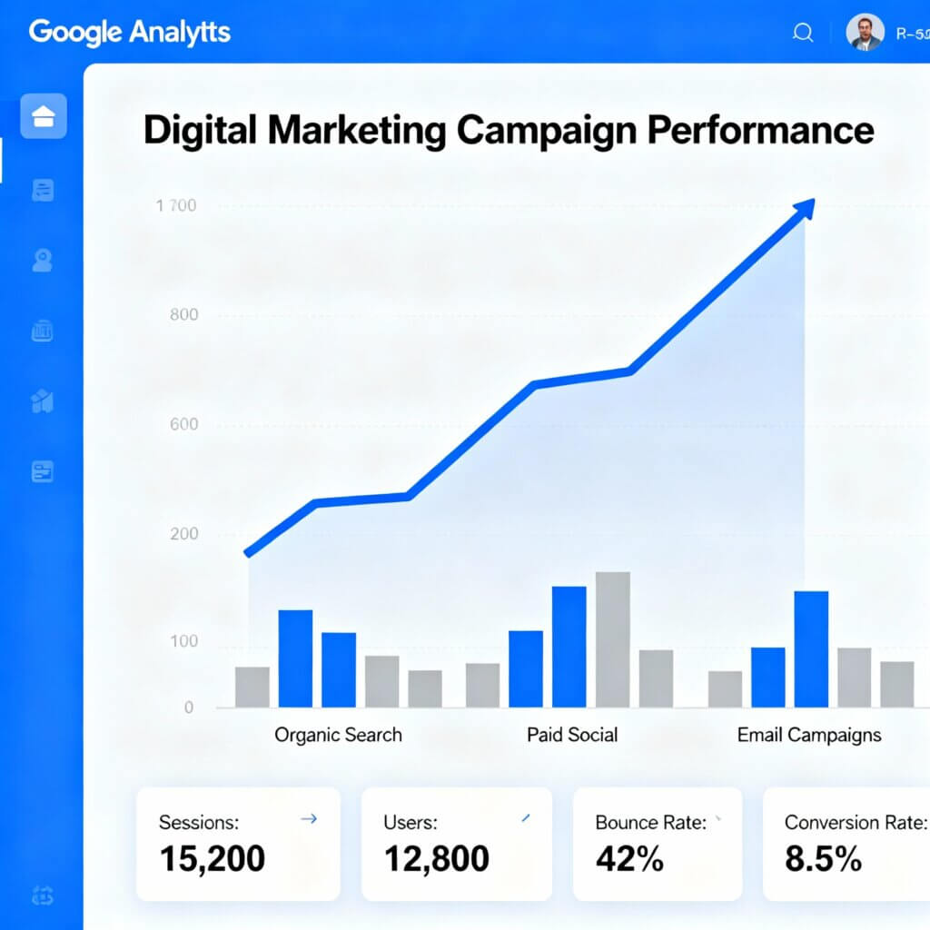 Proven Digital Marketing Strategies for Small Businesses: Complete Guide for 2025 2 Analytics dashboard showing successful digital marketing results