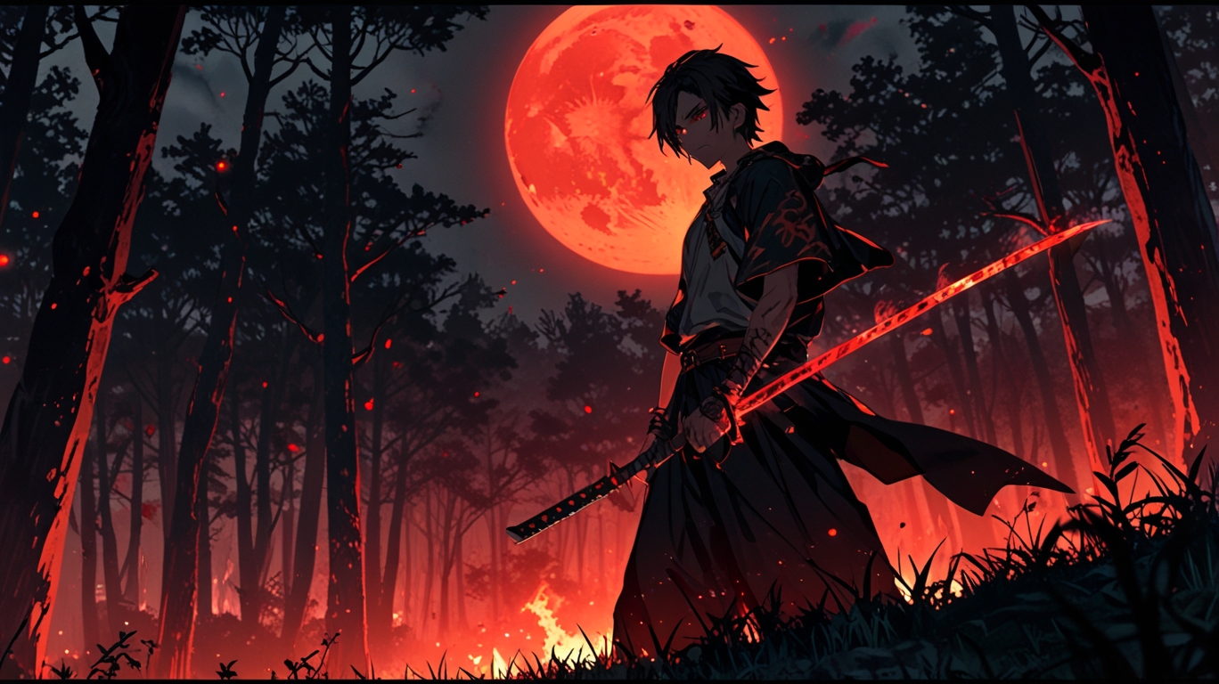 Free Wallpaper Download 7 Anime samurai in rain neon wallpaper by aditsblogs.com