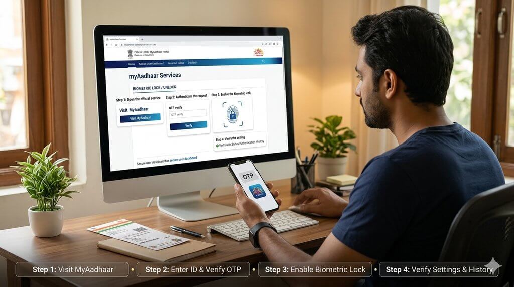 Lock and Unlock Aadhaar Biometrics Online