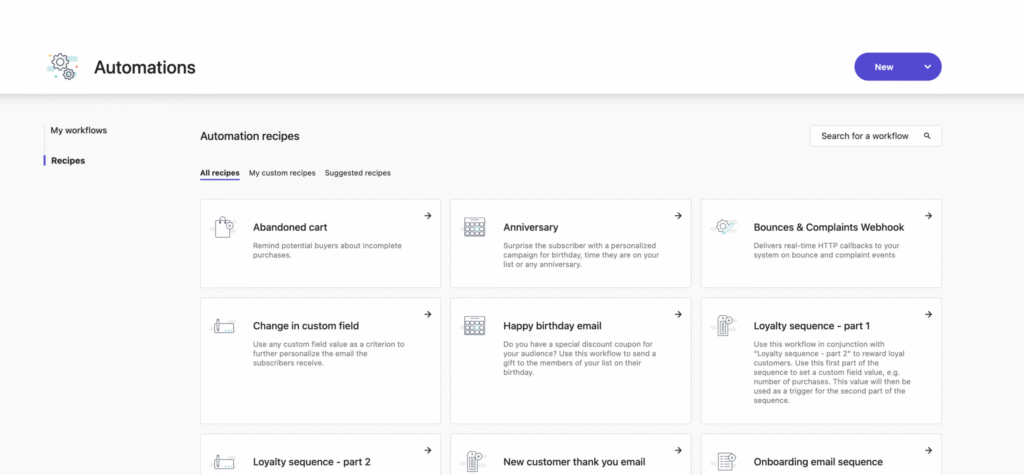 Official Moosend automation workflow screenshot from its partner resource center.