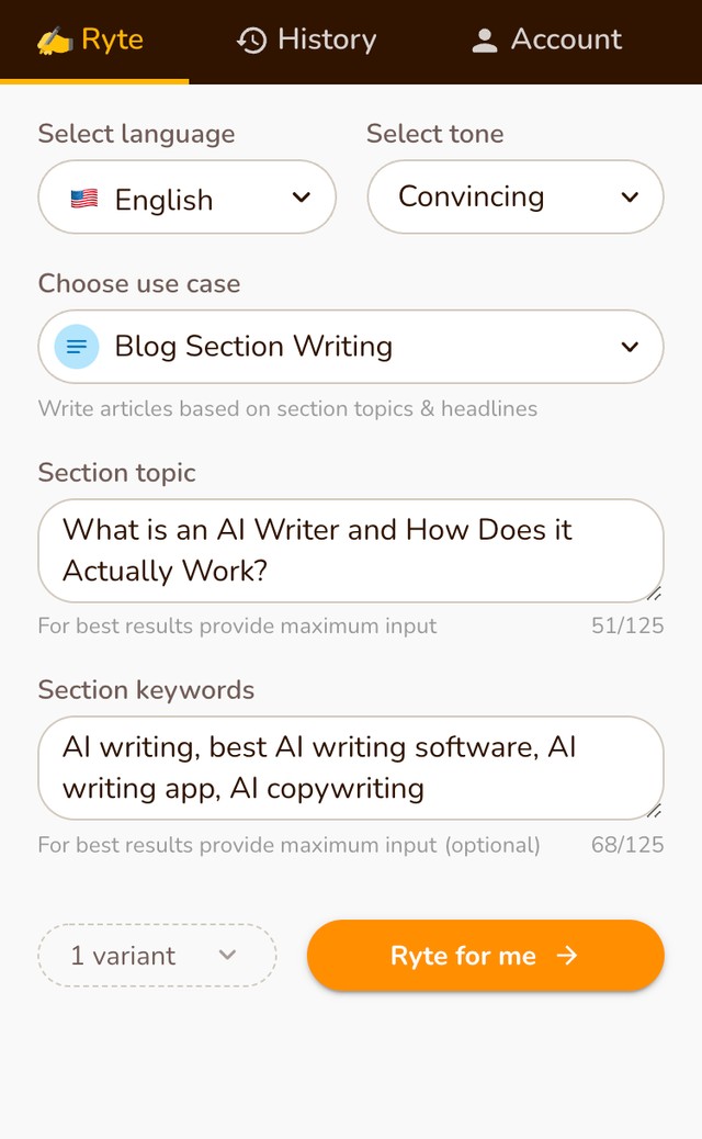 How to Use Rytr for Blog Writing: A Practical 6-Step Workflow 4 Rytr Blog Section Writing interface shown in the official help guide