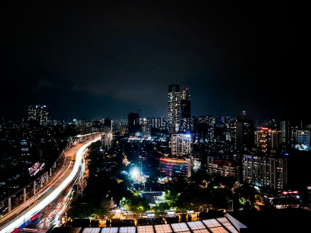 Mumbai skyline at night, illustrative image for The Family Man review