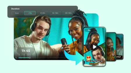 Filmora official demonstration of converting longer videos into short clips.